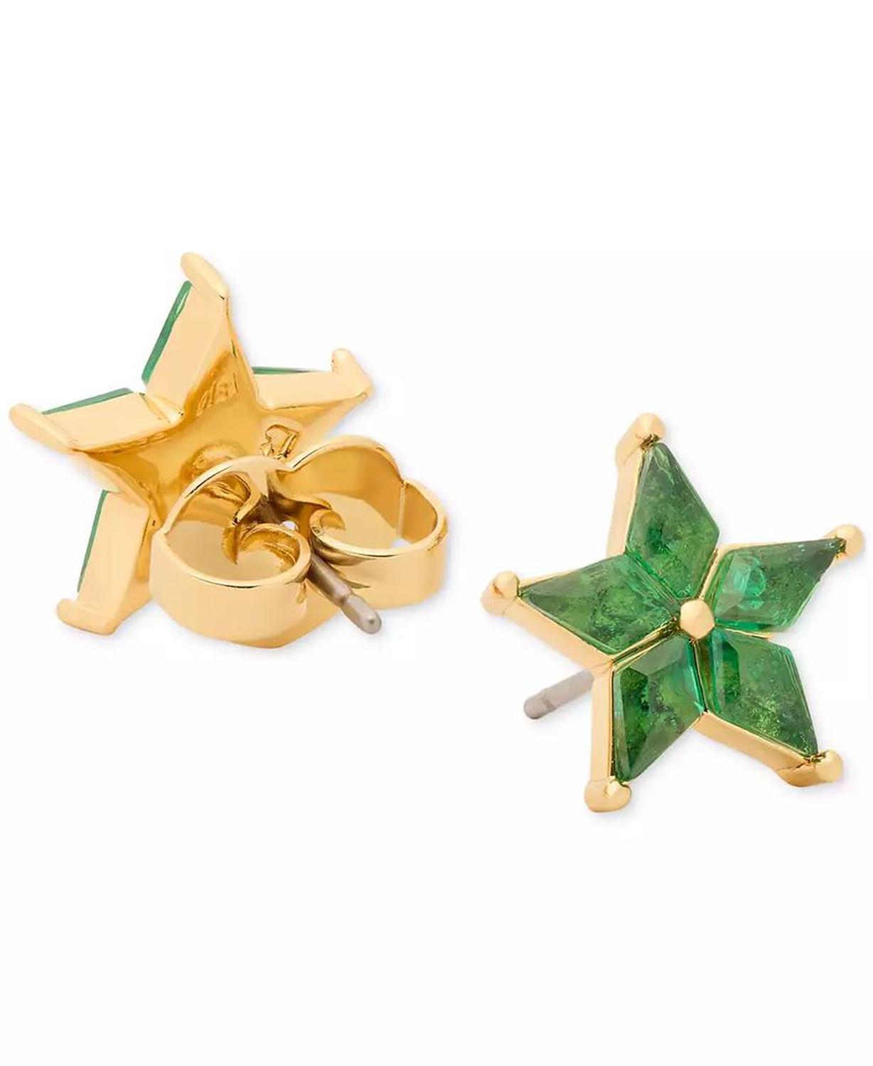 COSMOS Gold-Tone Cubic Zirconia Star Stud Earrings