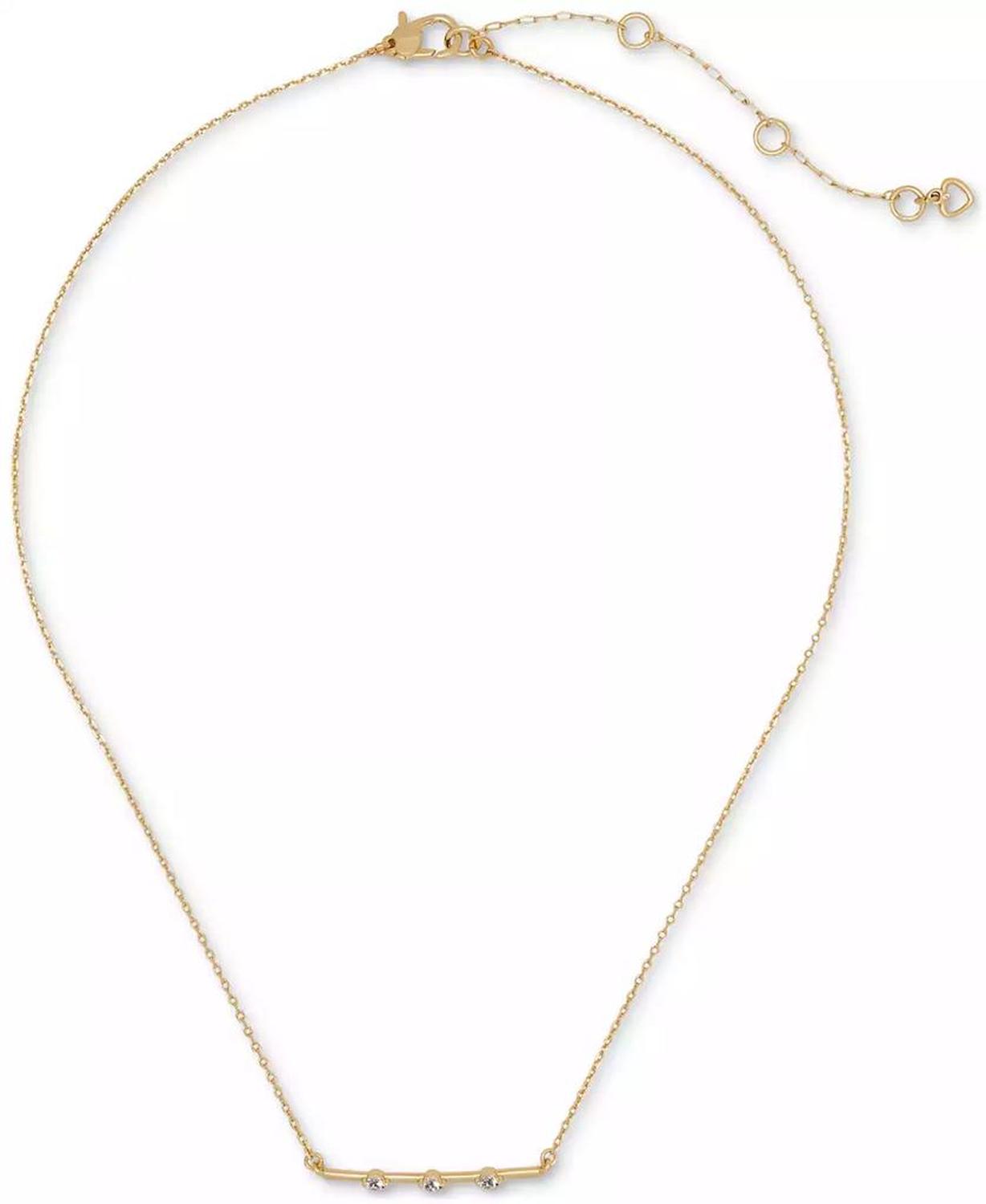 Cubic Zirconia Bar Pendant Necklace, 16" + 3" extender