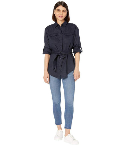 Petite Belted Linen Shirt