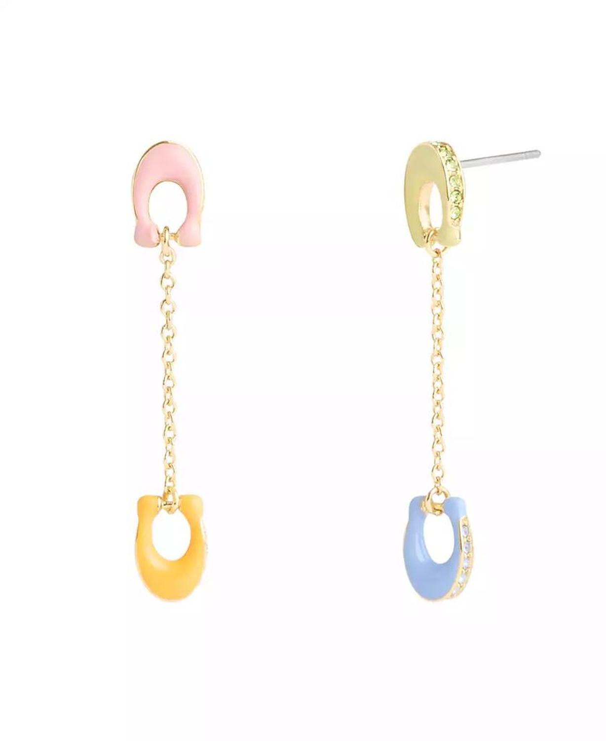 Faux Stone Signature Pavé C Mismatch Linear Earrings