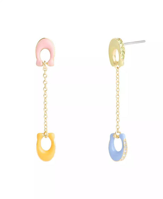 Faux Stone Signature Pavé C Mismatch Linear Earrings