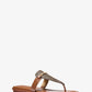 Lena Signature Logo and Leather T-Strap Sandal