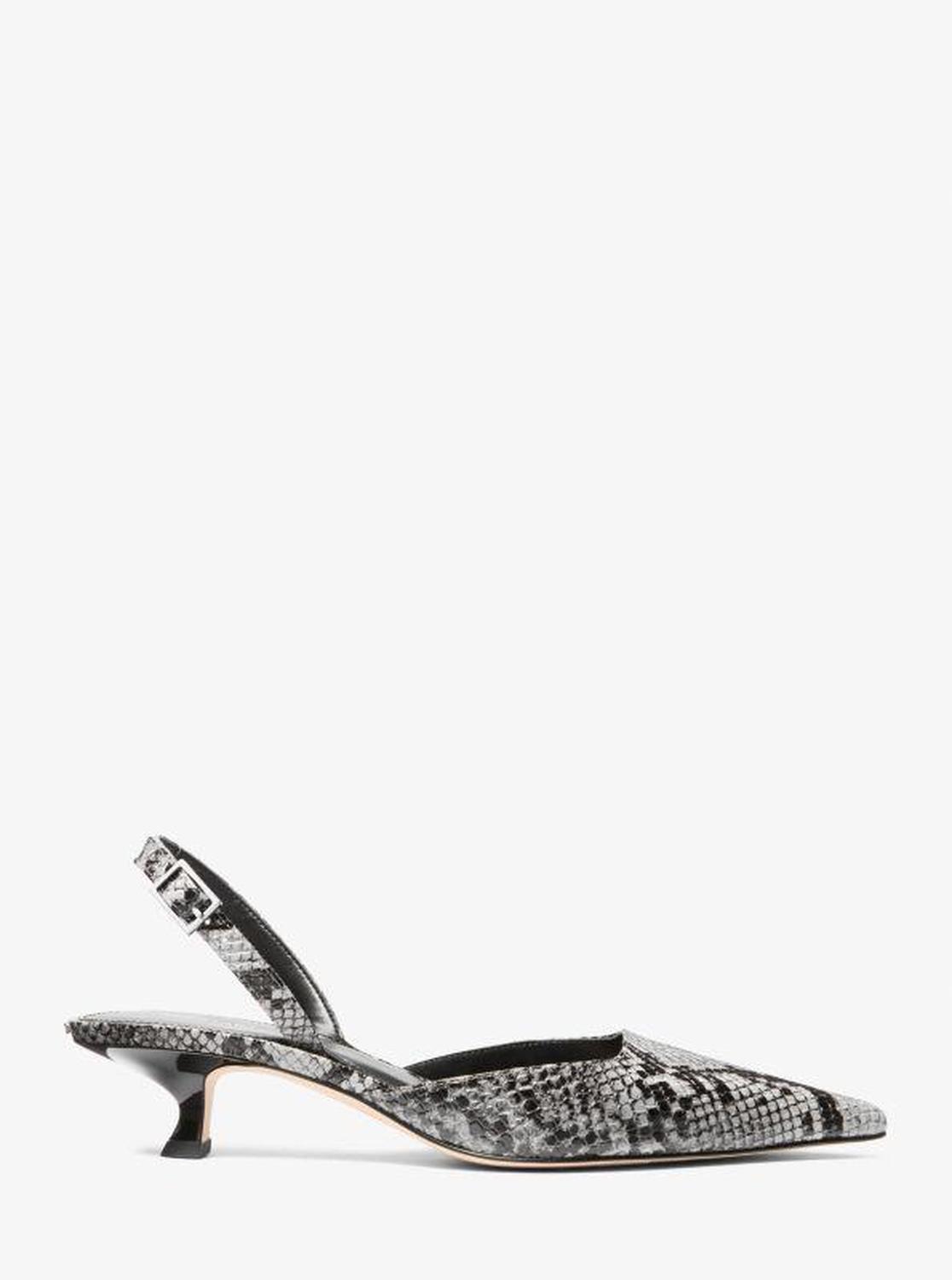 Luna Snake Embossed Leather Slingback Kitten Pump