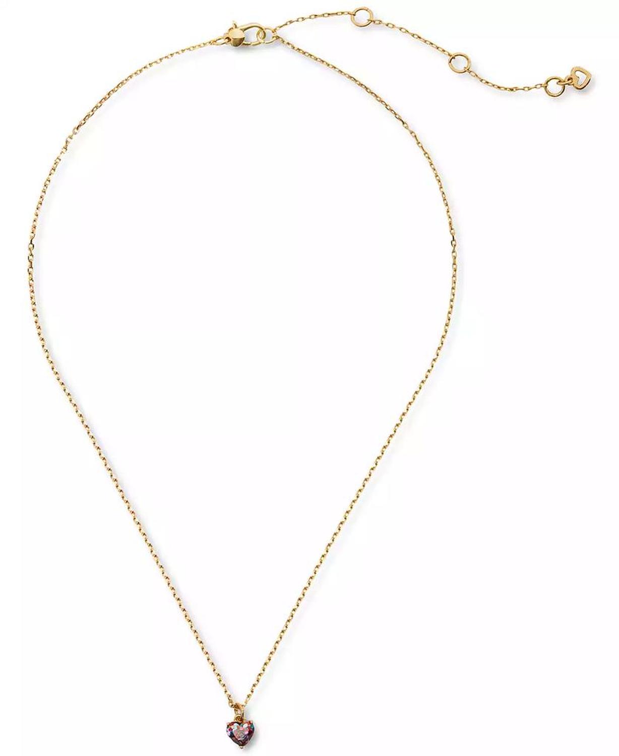 Gold-Tone Stone Heart Pendant Necklace, 16" + 3" extender