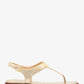 Metallic Logo Plate T-Strap Sandal