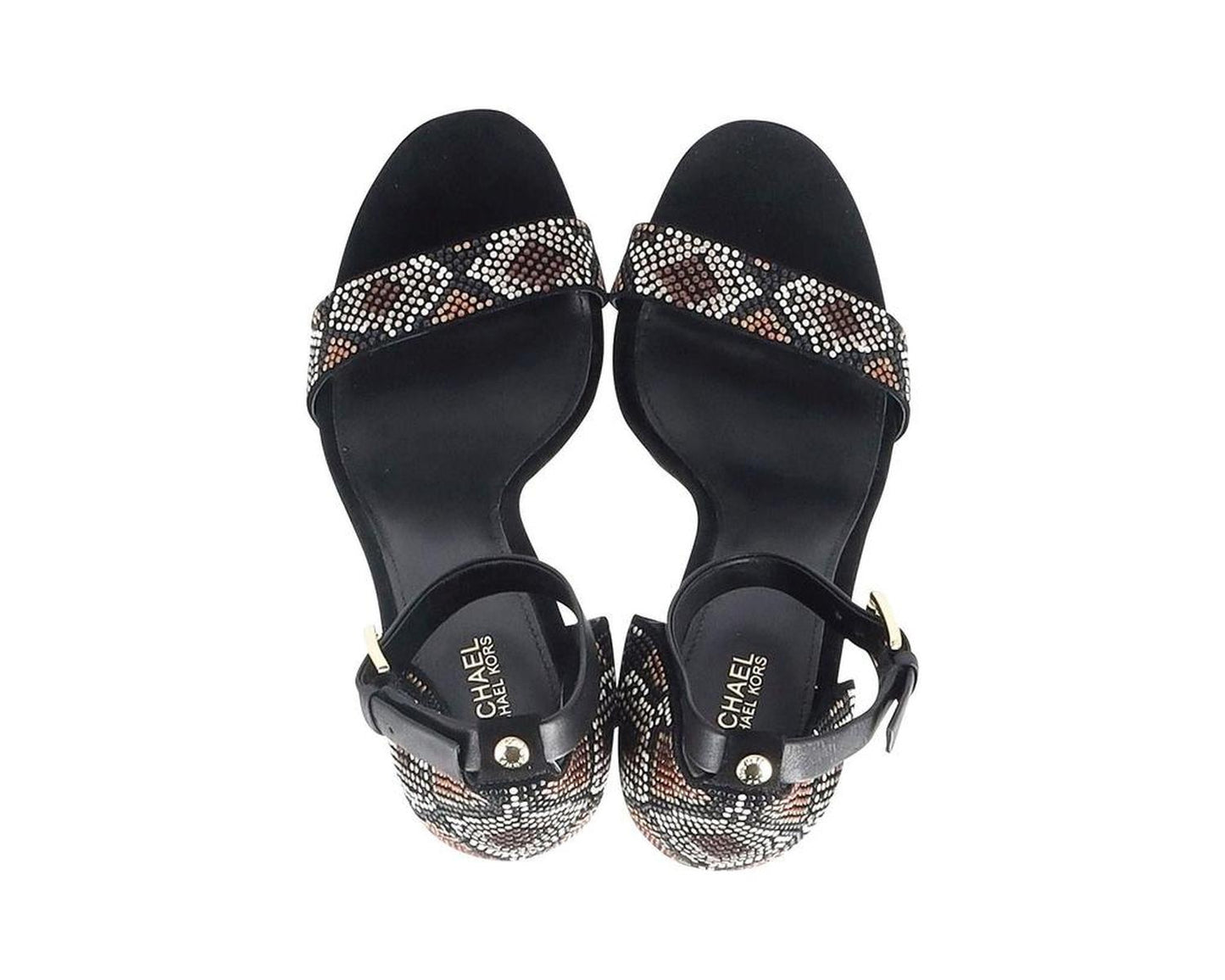 Michael Kors Embellished Open-toe High Heel Sandals in Black Leather