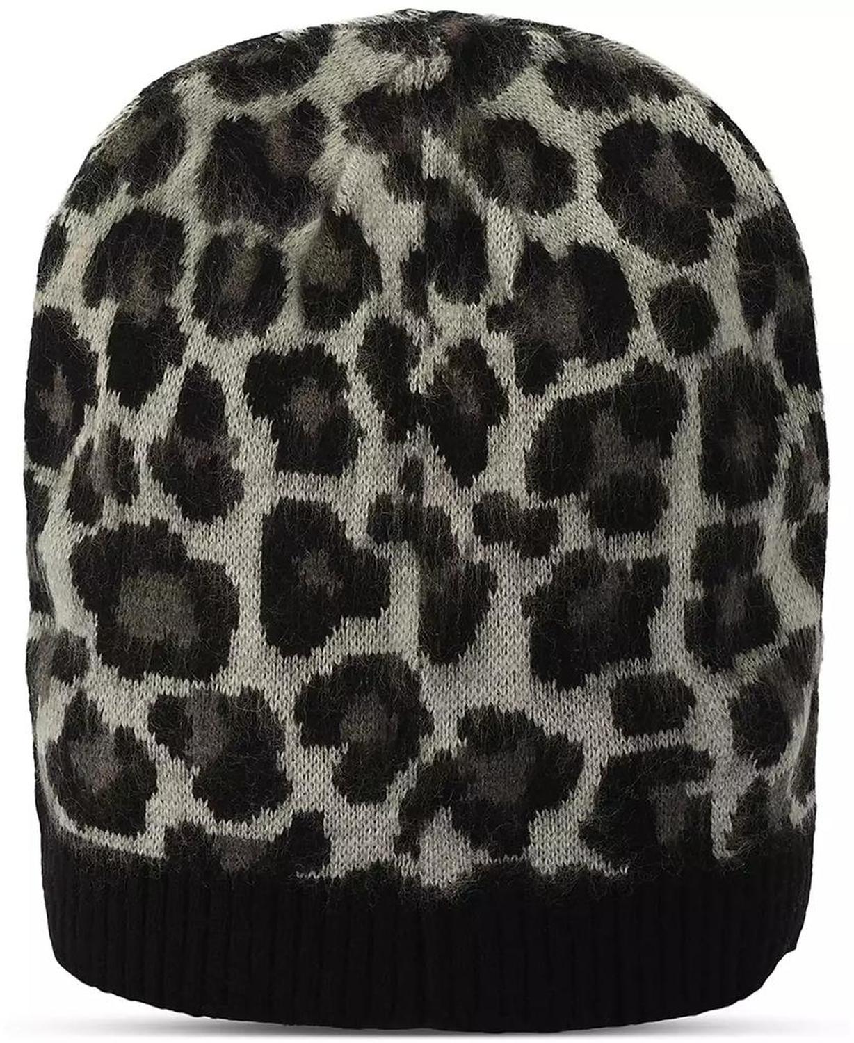 Women's Brushed Three Color Leopard Beanie