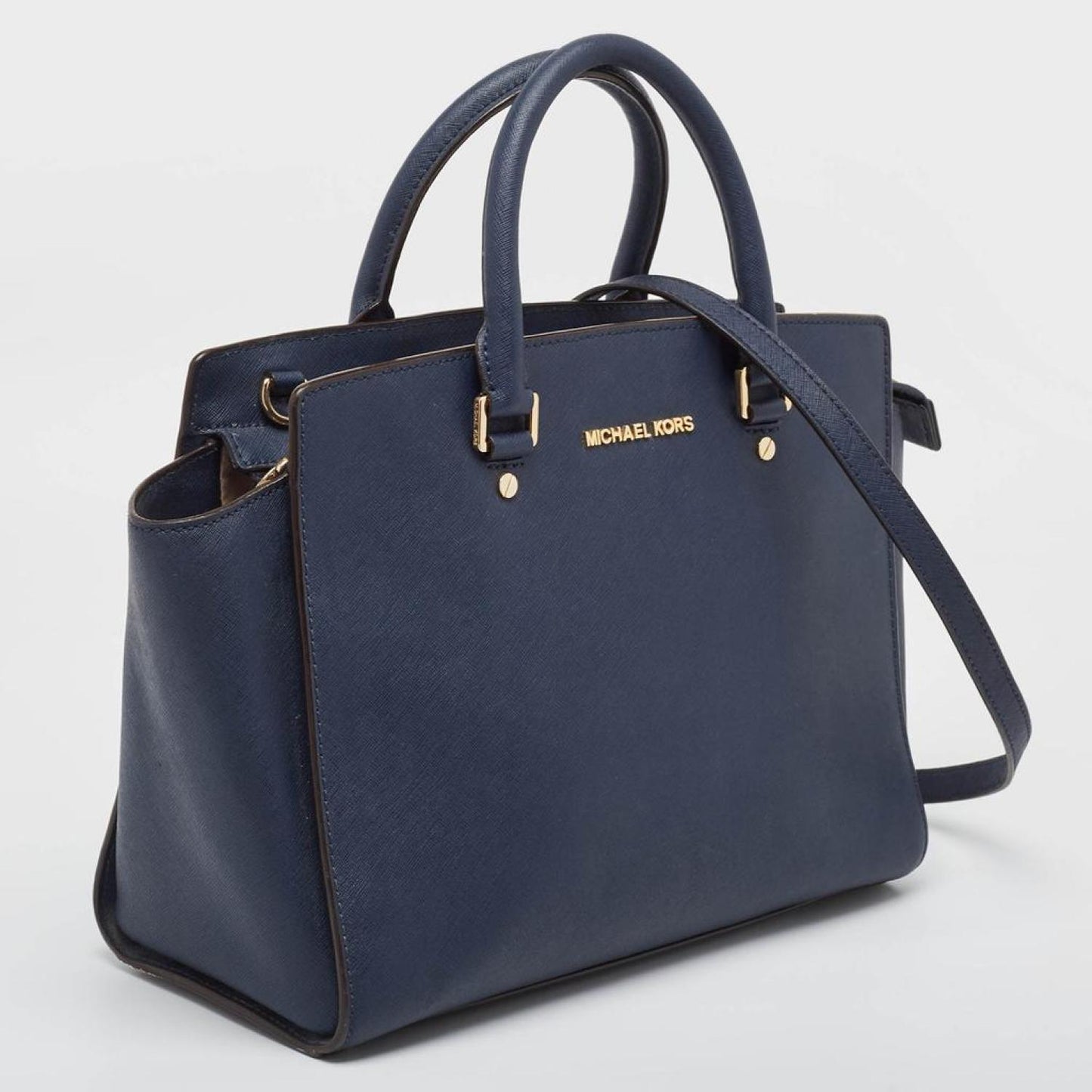 Michael Michael Kors Navy Saffiano Leather Large Selma Tote