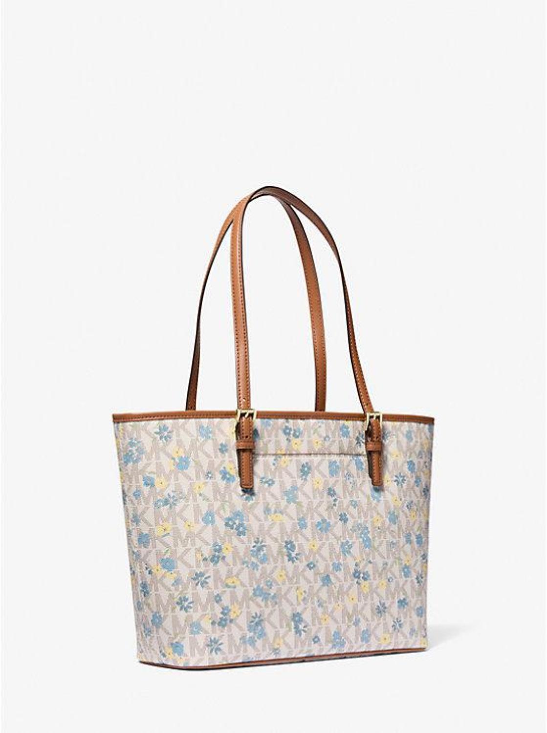 Jet Set Charm Medium Floral Print Logo Tote Bag