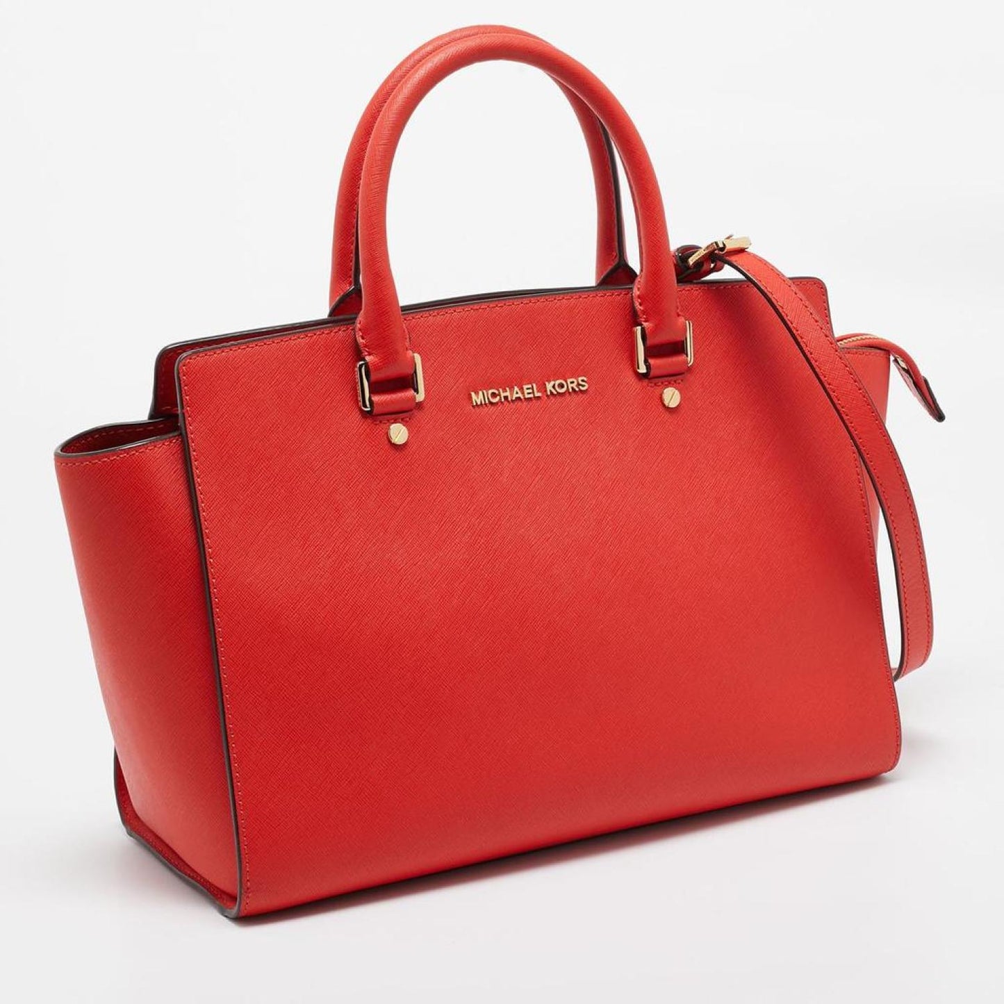 Michael Kors Red Saffiano Leather Large Selma Tote