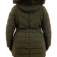 Plus Size Belted Faux-Fur-Trim Hooded Puffer Coat