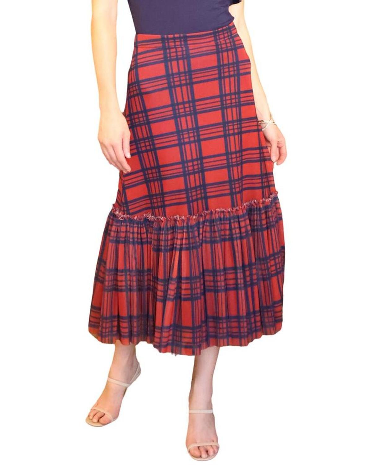 Eva Franco Kym Flounced Midi Skirt