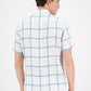 Men's Short-Sleeve Plaid Linen Button-Down Shirt