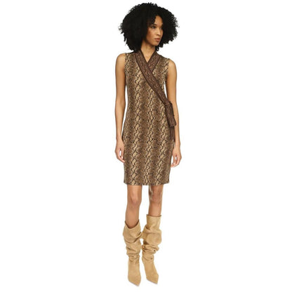 Women's Snakeskin-Print Faux-Wrap Dress