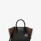 Avril Small Leather and Cheetah Print Calf Hair Satchel