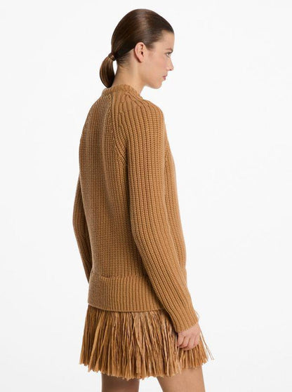 Ribbed Cashmere and Fringe Dress