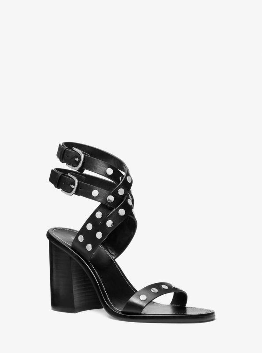 Irene Studded Leather Block Heel Sandal