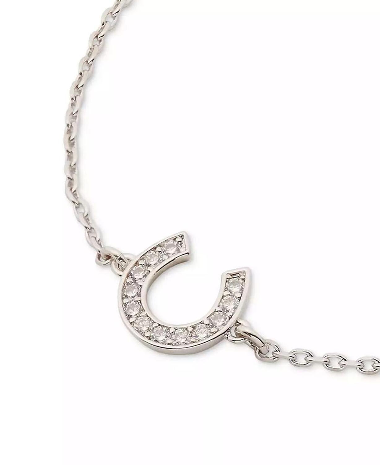 Silver-Tone Cubic Zirconia Pavè Horseshoe Link Bracelet