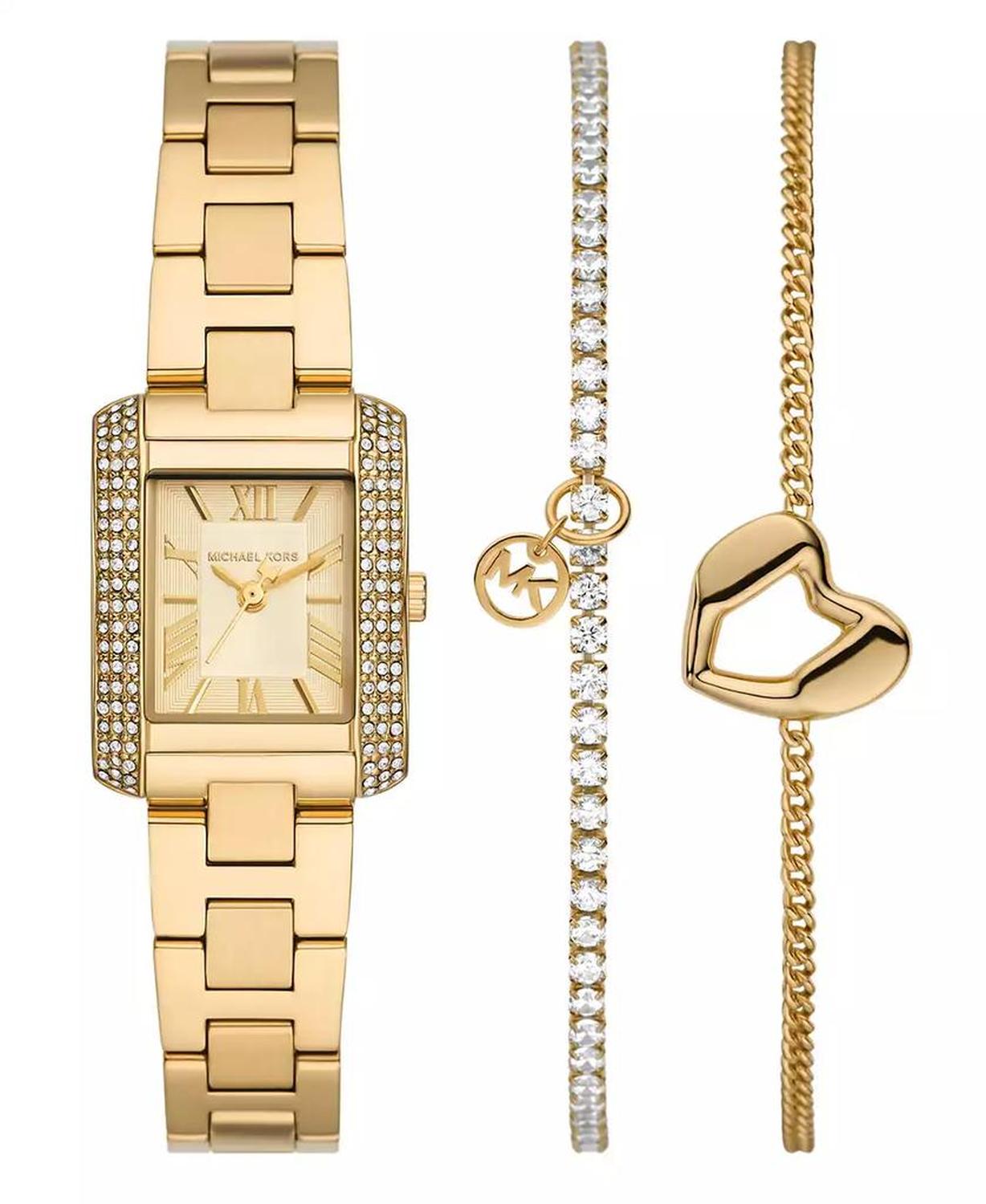 Women's Emery Three-Hand Gold-Tone Stainless Steel Watch 22mm and Bracelet Gift Set