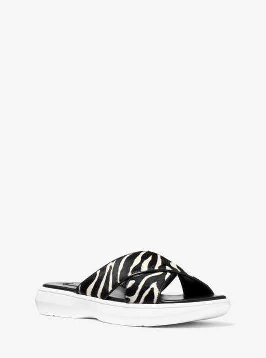 Daphne Zebra Calf Hair Slide Sandal