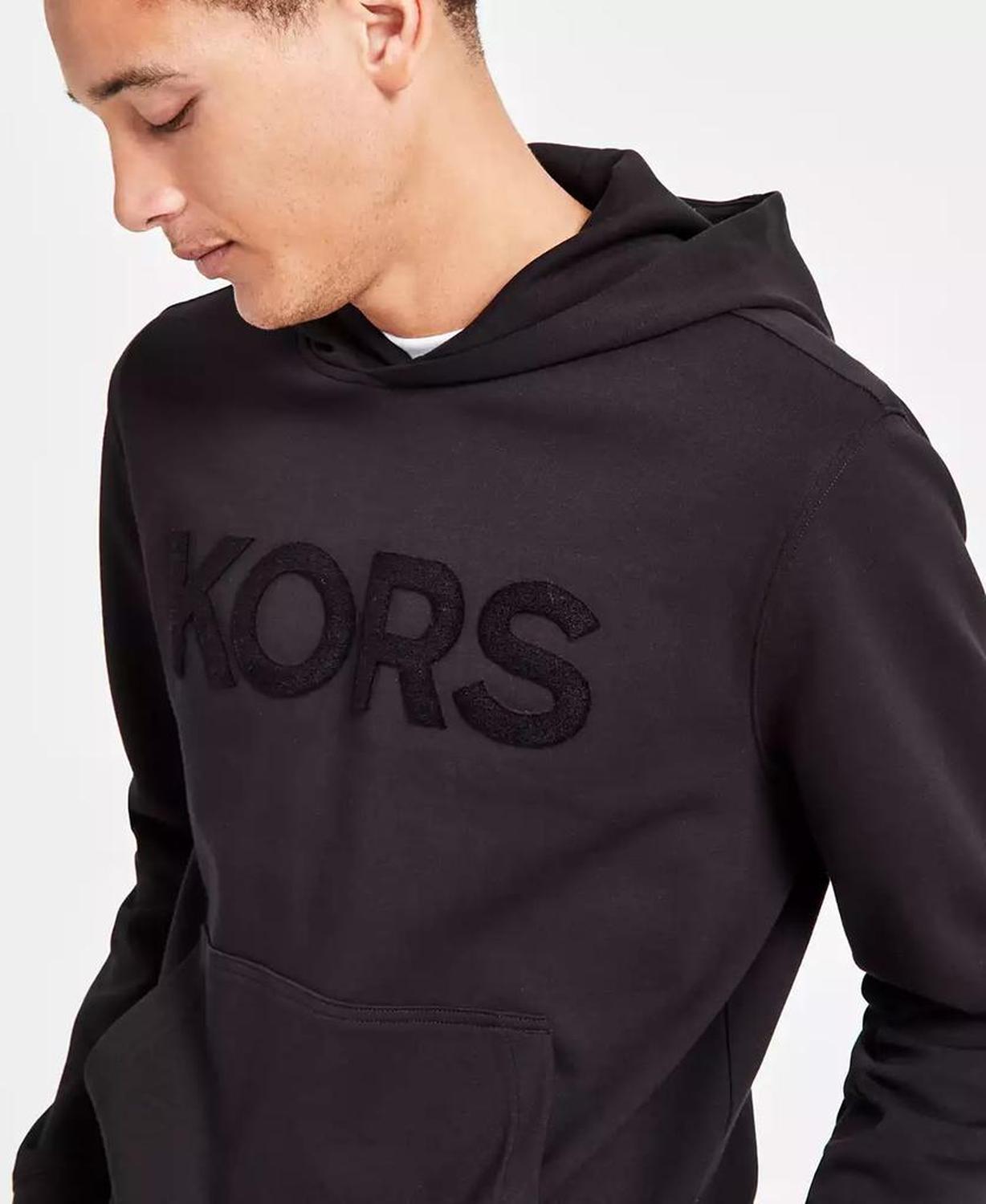 Men's Modern-Fit Stretch Textured Logo Hoodie