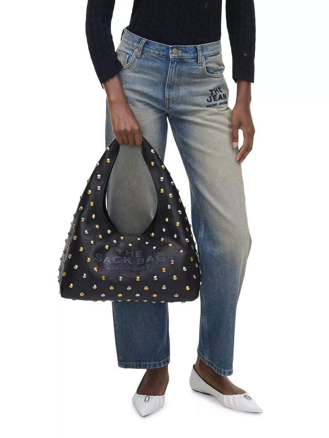 The Glam Studs Leather Sack Bag