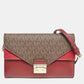 Michael Kors /brown Signature Coated Canvas And Leather Chain Clutch