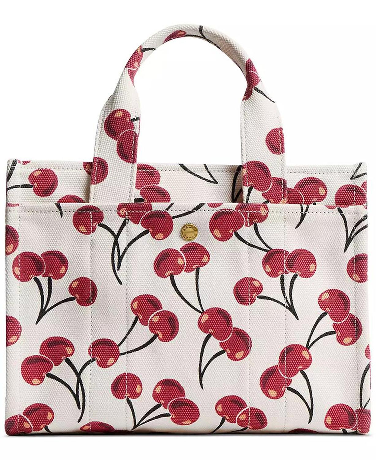 Cherry-Print Canvas 26 Cargo Tote