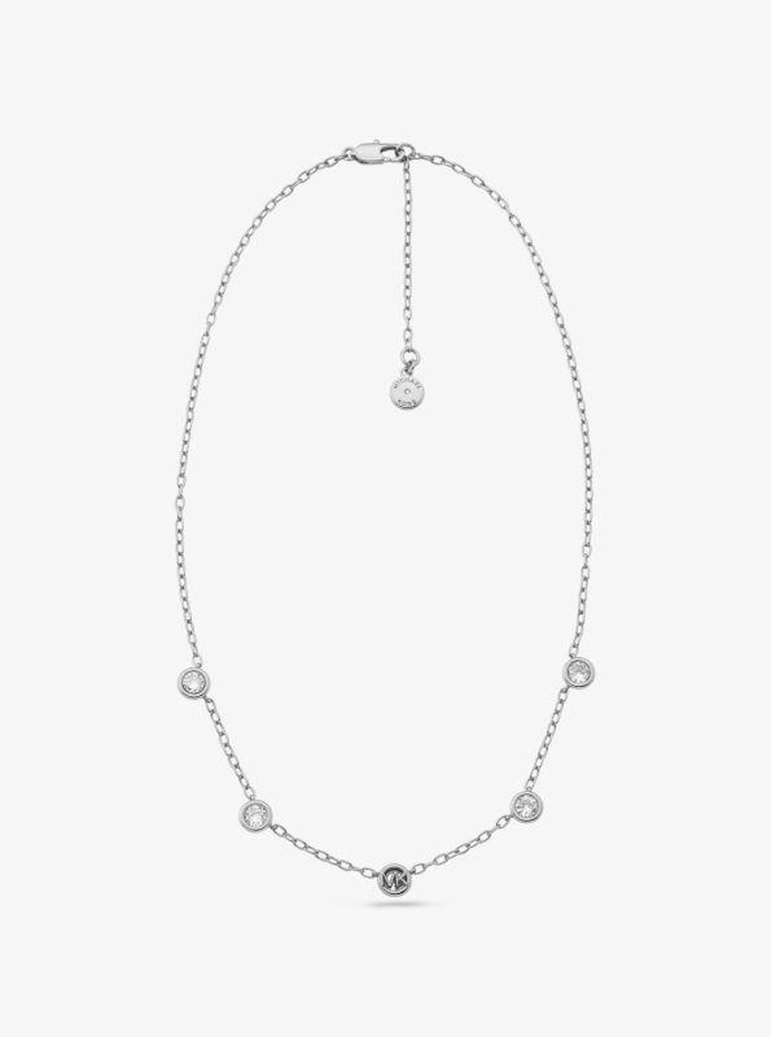 Precious Metal-Plated Sterling Silver Cubic Zirconia Necklace