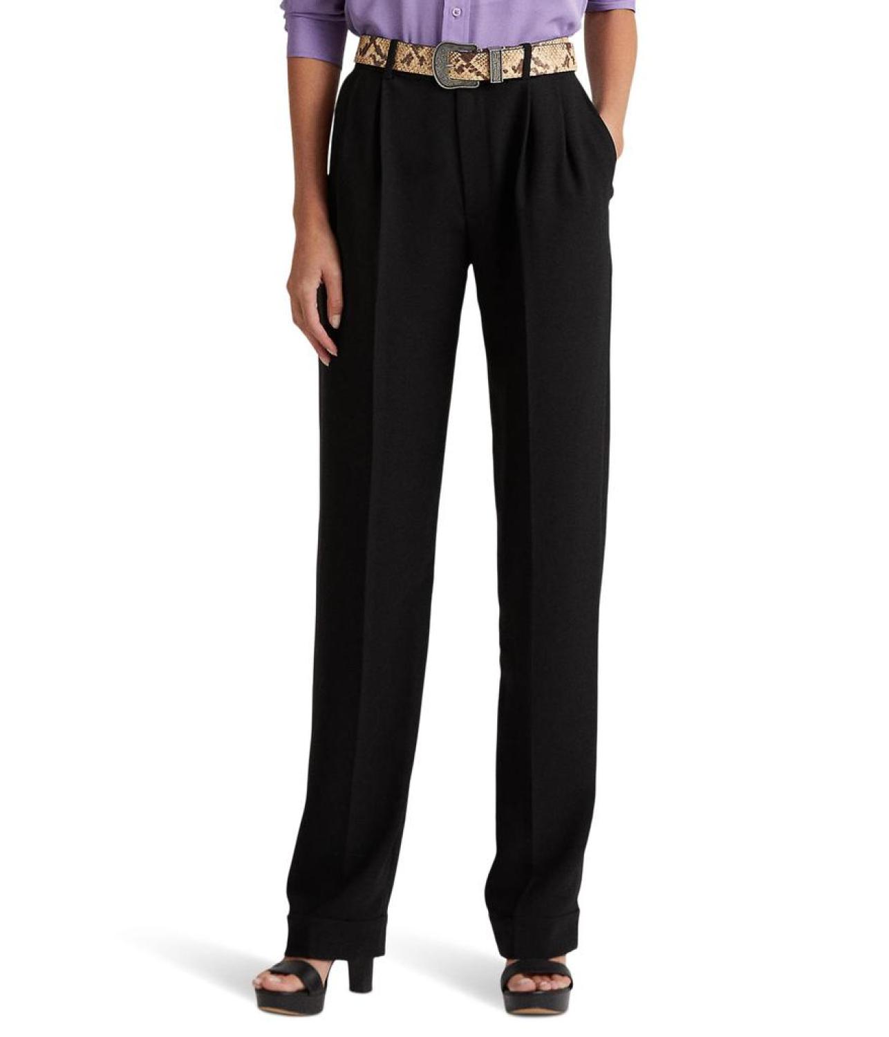 Petite Pleated Sablé Crepe Pants