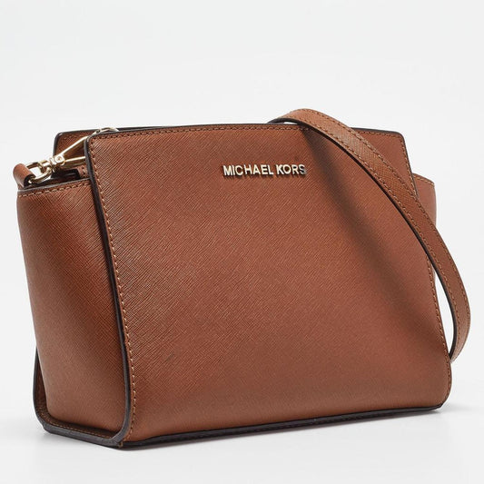 Michael Kors Brown Leather Small Selma Crossbody Bag