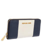 Michael Kors White/blue Leather Jet Set Zip Around Wallet..