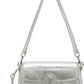 Silver 'The Metallic Leather Clover' Shoulder Bag