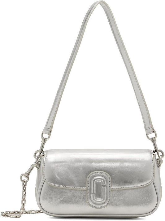 Silver 'The Metallic Leather Clover' Shoulder Bag