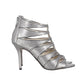 Michael Kors Mavis Open Toe Snake-Print Heels in Silver Leather