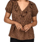 Womens Ruffled V Neck Peplum Top