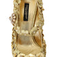 Dolce & Gabbana Gold Floral Crystal Embellished Pumps