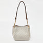 Michael Kors White/brown Signature Coated Canvas And Leather Small Teagen Bag