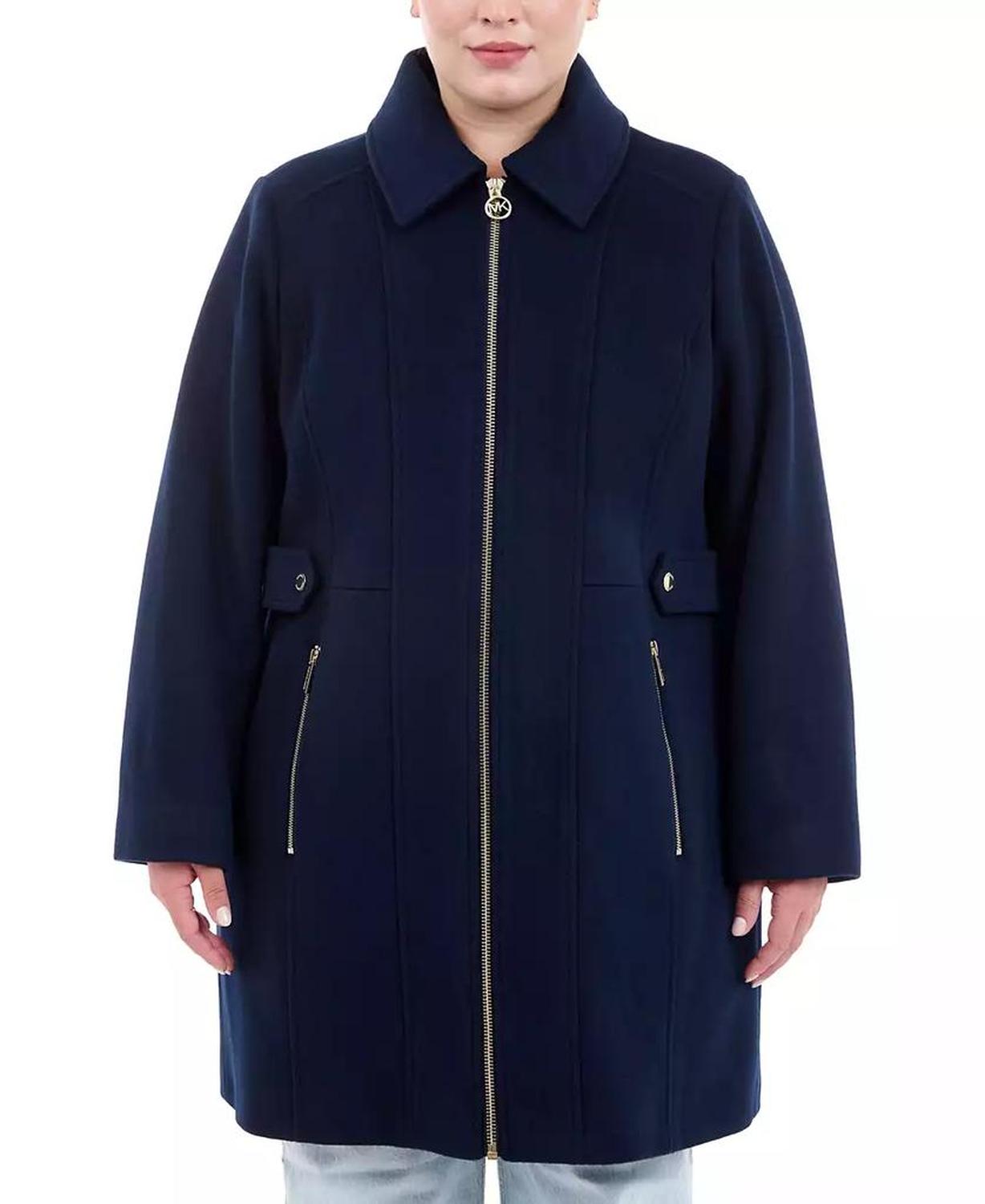 Plus Size Club-Collar Zip-Front Coat, Created for Macy's