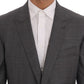 Dolce & Gabbana Sleek Gray Checkered Wool Blazer