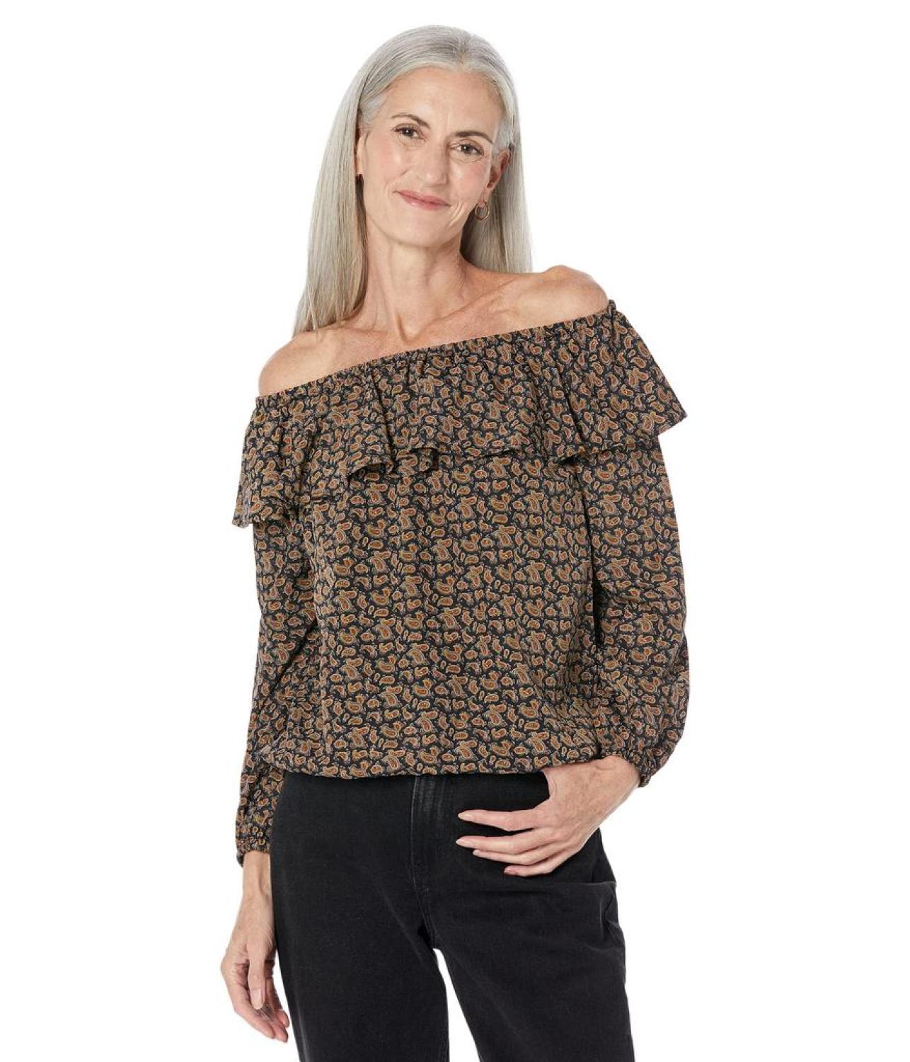 Paisley Off Shoulder Peasant Top