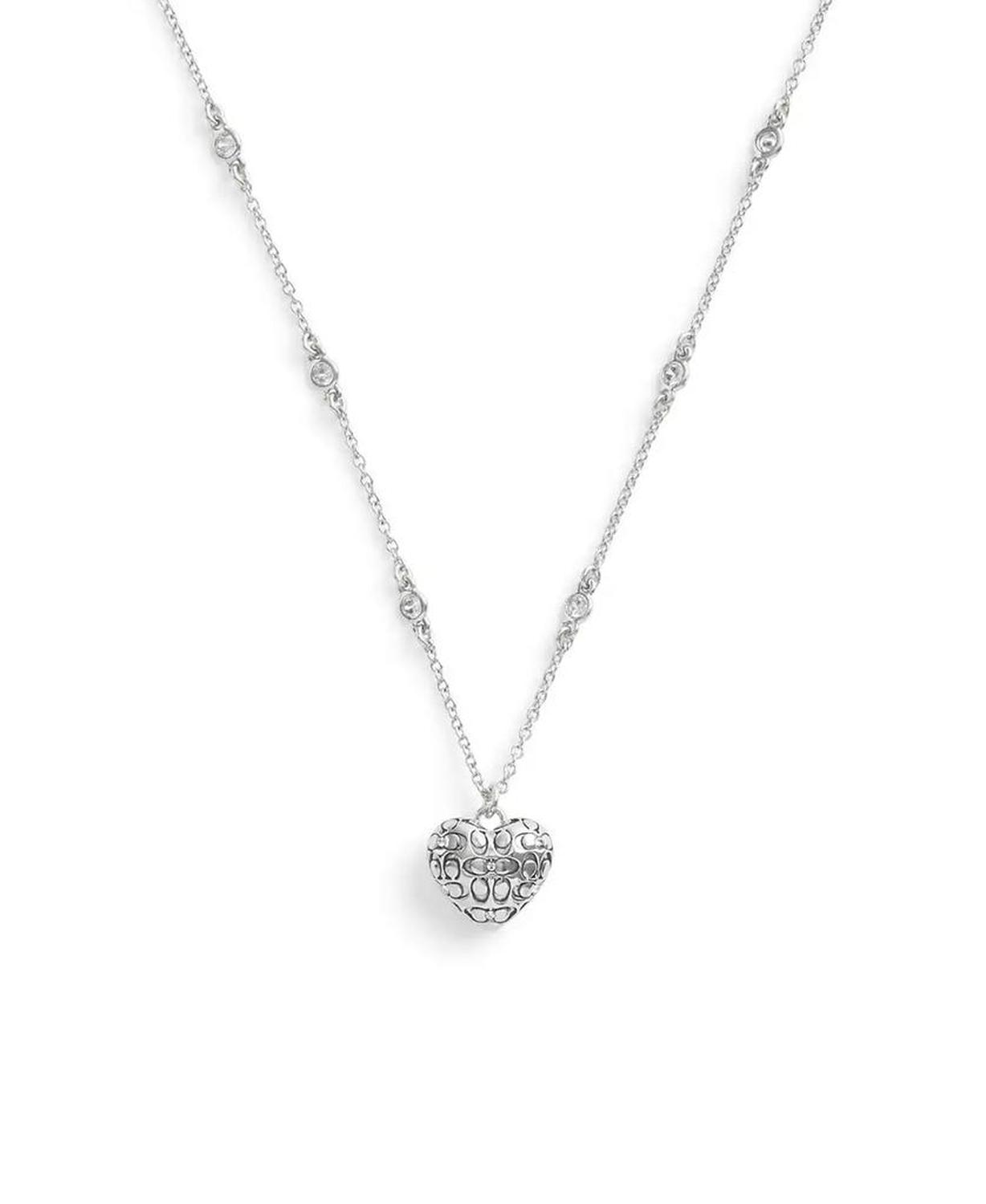 Cubic Zirconia Signature Quilted Heart Pendant Necklace