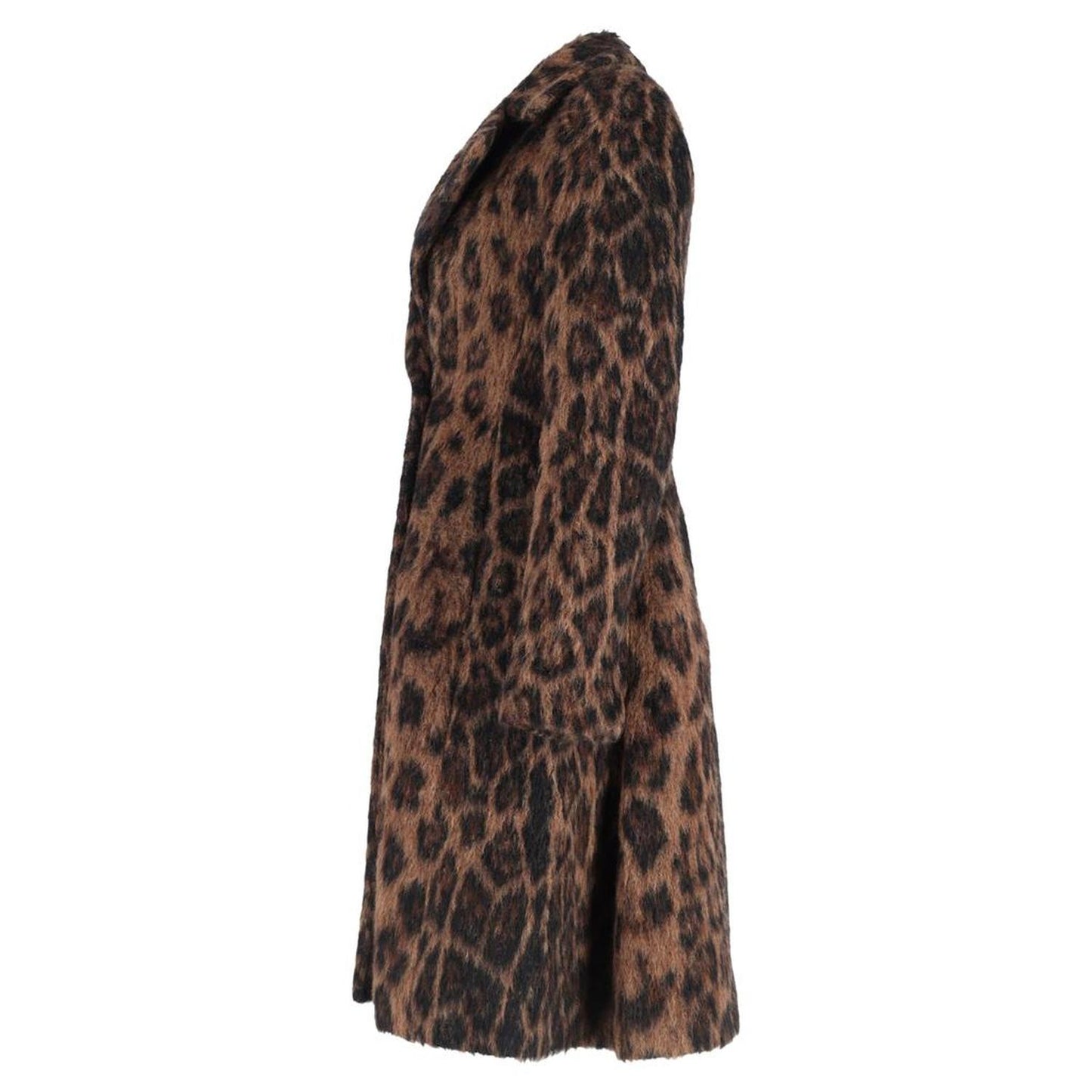 Sportmax Leopard Print Double-Breasted Coat in Brown Wool