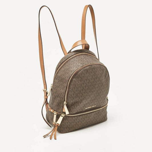 Brown Signature Coated Canvas And Leather Medium Rhea Backpack