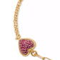 Gold-Tone Cubic Zirconia Pavé Heart Double Chain Link Bracelet