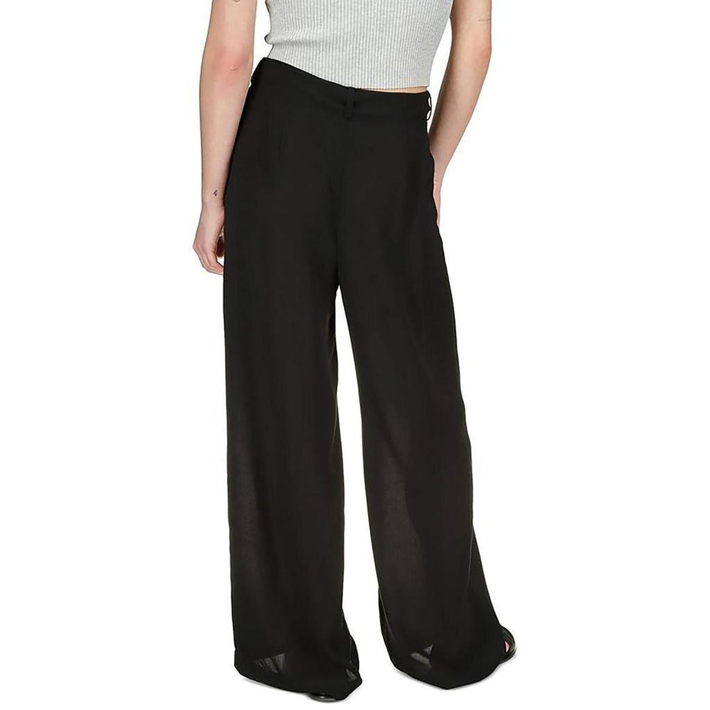 Petites Womens Sheer Crepe Wide Leg Pants