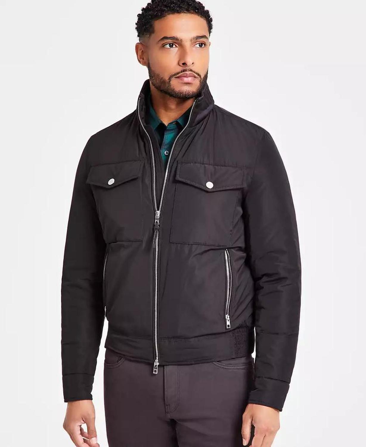 Men's Quilted Full-Zip Biker Jacket