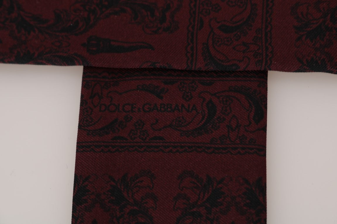 Dolce & Gabbana Silk Bordeaux Crown Chili Print Mens Scarf