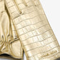 Metallic Crocodile Embossed Leather Gloves