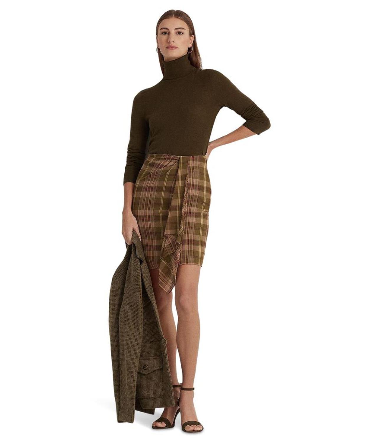 Petite Plaid Ruffle-Trim Georgette Skirt